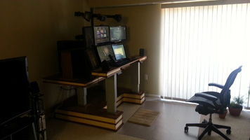 standing multi-monitor computer desk