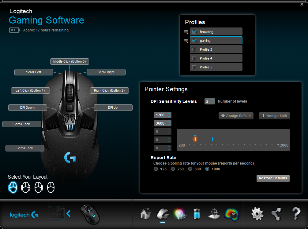 logitech setpoint redirect mouse options setting page